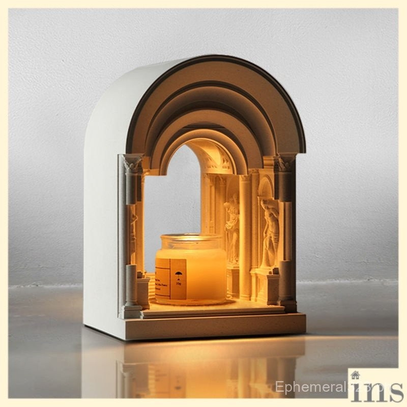 Ins Elegant Museum โรม Athens Aromatheraphy เทียนอุ่นโคมไฟ Fire-free ตารางขี้ผึ้งละลายเครื่องทําความ