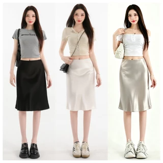 Hermarou S-6XL กระโปรงสั้นผู้หญิง เอ-ไลน์ เอวสูง กระโปรงหางปลา ผ้าบาง การออกแบบซิปด้านข้าง