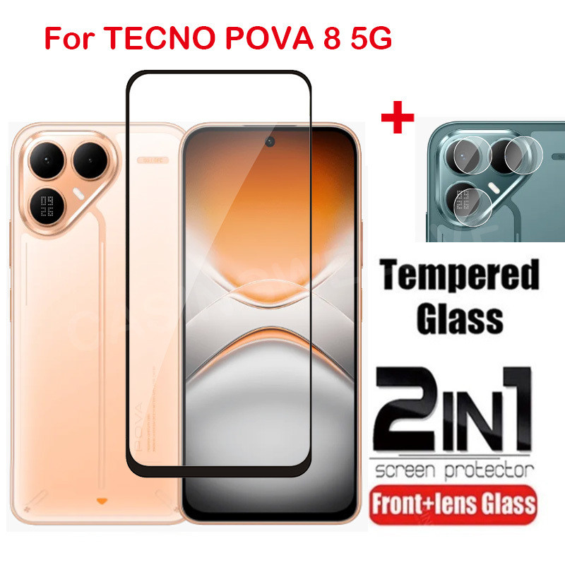 ป้องกันหน้าจอสําหรับ TECNO POVA 8 5G 2026 Tecno Pova 8 7 Pro Ultra 4G 5G คลุมทั้งหมดกระจกนิรภัยใส HD ป้องกันป้องกันฟิล์ม
