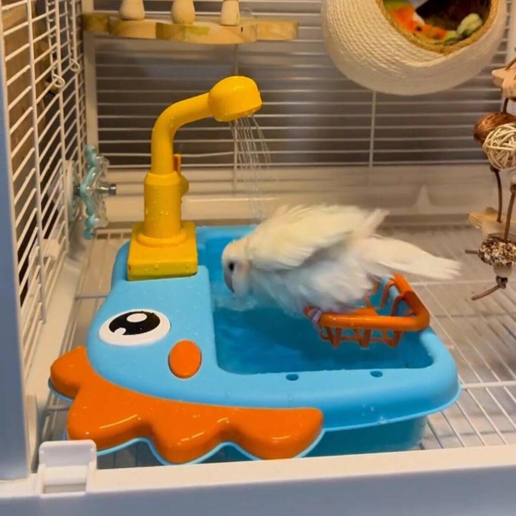Parrot อ่างอาบน้ําฝักบัวอัตโนมัติ Tiger Skin Peony Xuanfeng Dedicated Plug-In Playing Water Toy