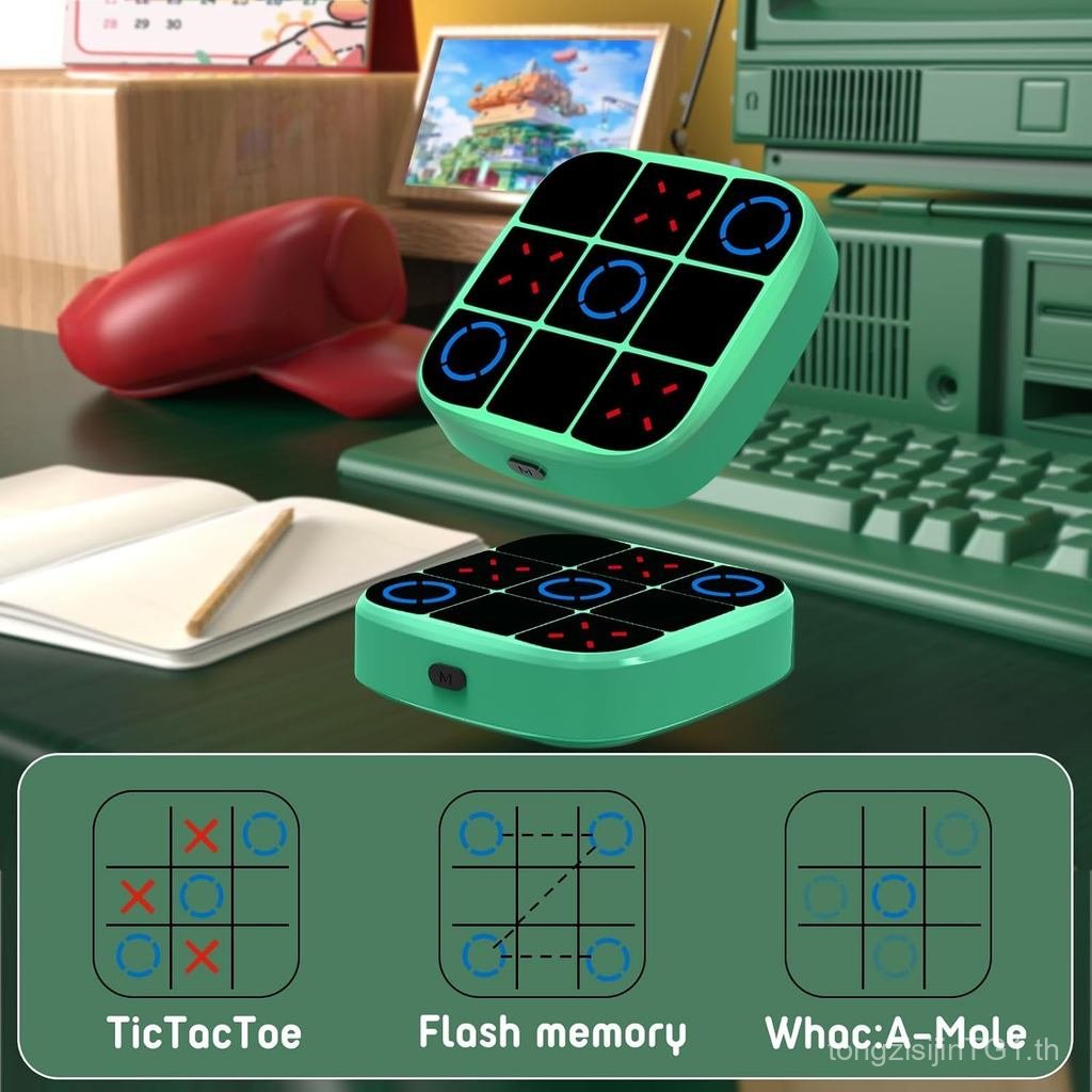 Tic-Tac-Toe Bolt Game, 4-in-1 Handheld Puzzle Games Console, Electronic Tic-Tac-Toe Game for Educati