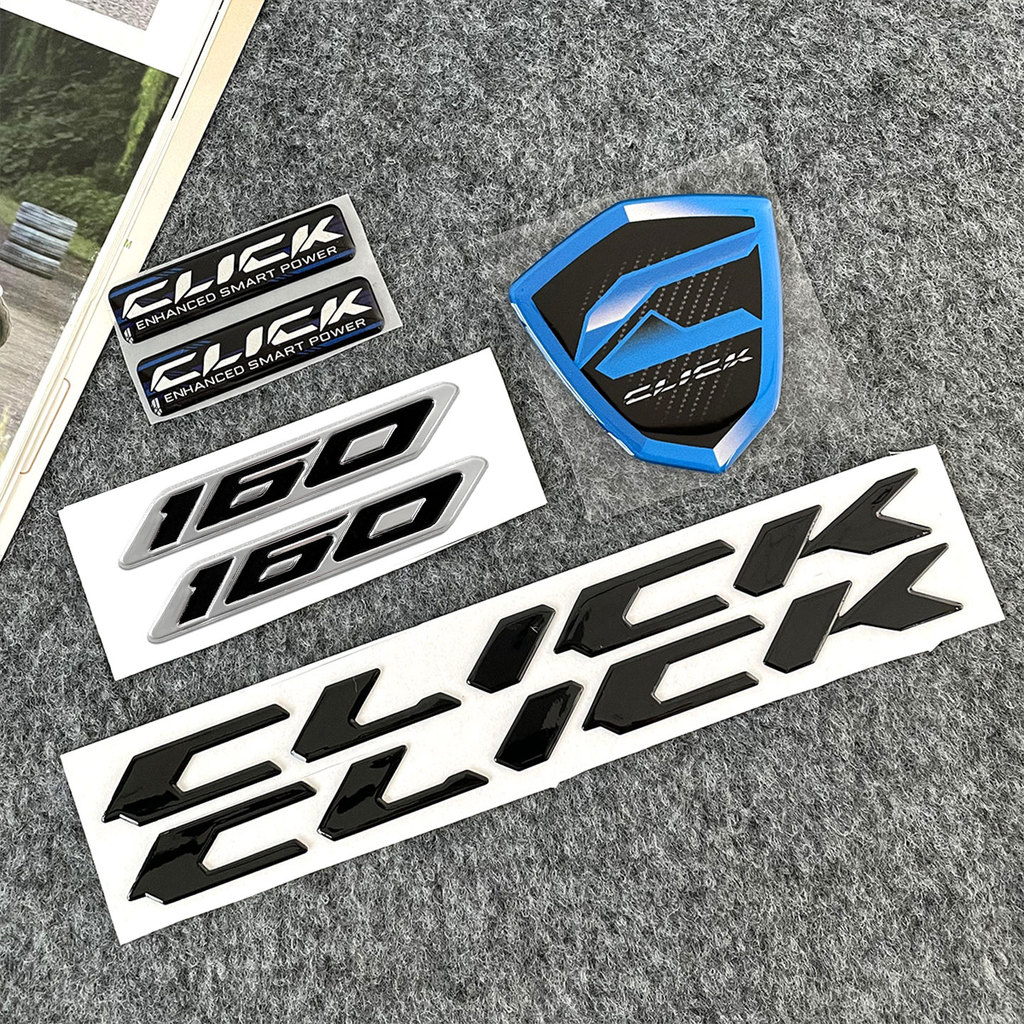 7PCS 3D Soft Gel Epoxy สติกเกอร์ชุดสําหรับ Honda Click 160 Click160 Complete CLICK โลโก้ 160 สัญลักษ