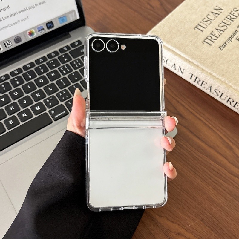 SAMSUNG Slimโปร่งใสเคสโทรศัพท์พีซีสําหรับSamsung Galaxy Z Flip 8 Z Flip 7 FE Z Flip 6 Z Flip 5 Z Flip 4 Z Flip 3 กันกระแทกพร้อมบานพับเต็มรูปแบบ