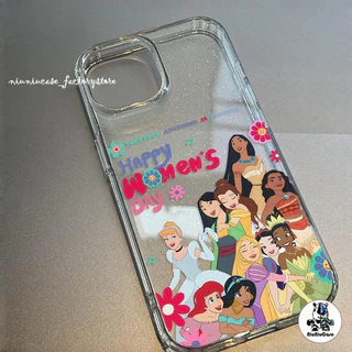 เคส For iPhone 16 เคสไอโฟน11 ใสแวววาวด้วย TPU นุ่มๆ สีสันสดใส พร้อมดอกไม้เจ้าหญิงแสนสวย For iPhone12 15 14 13 Pro max