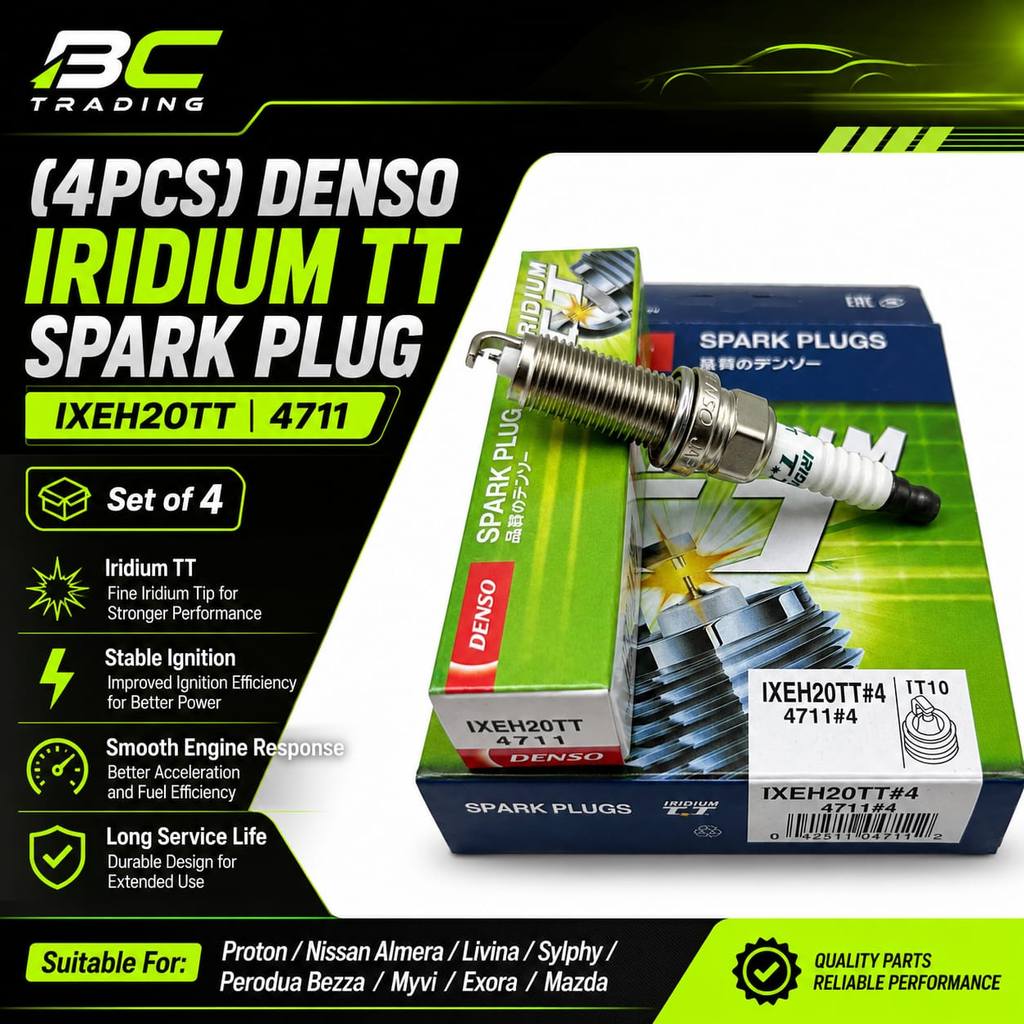 4PCS IXEH20TT 4711 Denso Iridium TT หัวเทียนสําหรับ Perodua Bezza Myvi Proton Exora Nissan Almera Li