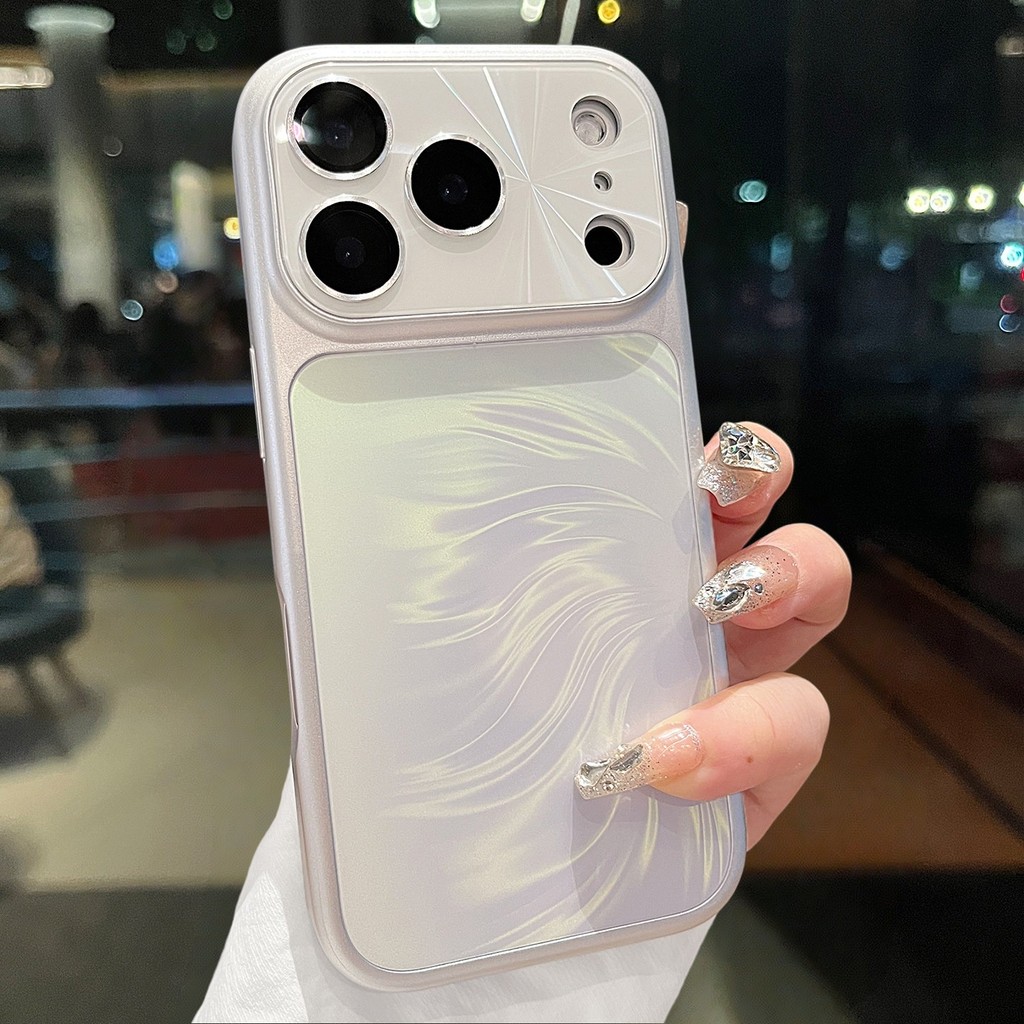 เคสซิลิโคนลายเลเซอร์หรูหรา IPhone 17 16 15 14 13 Pro Max ตัวป้องกันเลนส์กระจกฝาครอบกันกระแทก