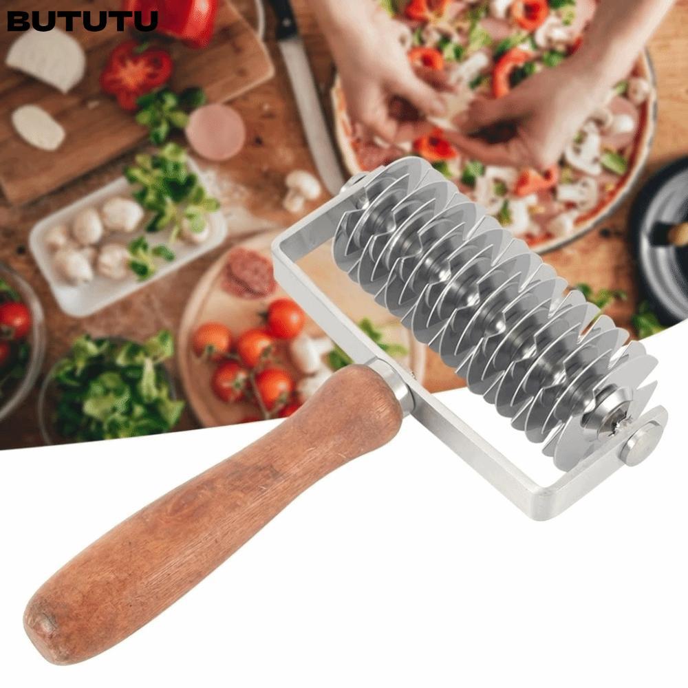 BUTU Lattice Pastry Cutter, ไม้ Handle Non-stick Pastry Lattice Roller Cutter, ทนทาน Time-Saver สแตน