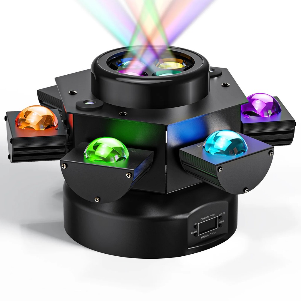 DJ ไฟ 6 แขน Bee Eyes LED Beam Moving Head Light พร้อม RG เลเซอร์เอฟเฟกต์ DMX Stage Lighting สําหรับ 