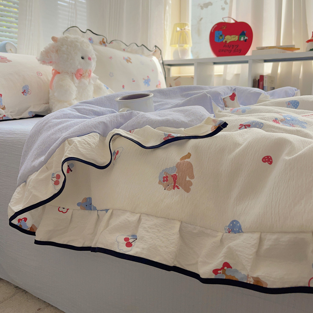 Class A Maother Baby Grade Double-Layer Yarn ผ้านวมเย็นเป็นมิตรกับผิวลูกไม้นุ่มผ้านวมเครื่องปรับอากา