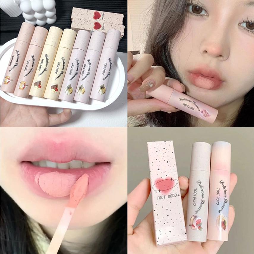Toot Dodo Velvet Matte Lip Tint Soft Blur Long Lasting Non Transfer Low Saturation Nude Lipstick Brightening Lip Gloss