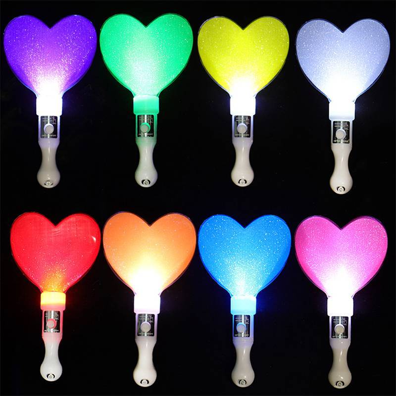 Nhee 1 ชิ้นเปลี่ยนสี LED Glow Sti Heart Star Shape Luminous Concert Cheing Tube งานแต่งงาน Party Lig