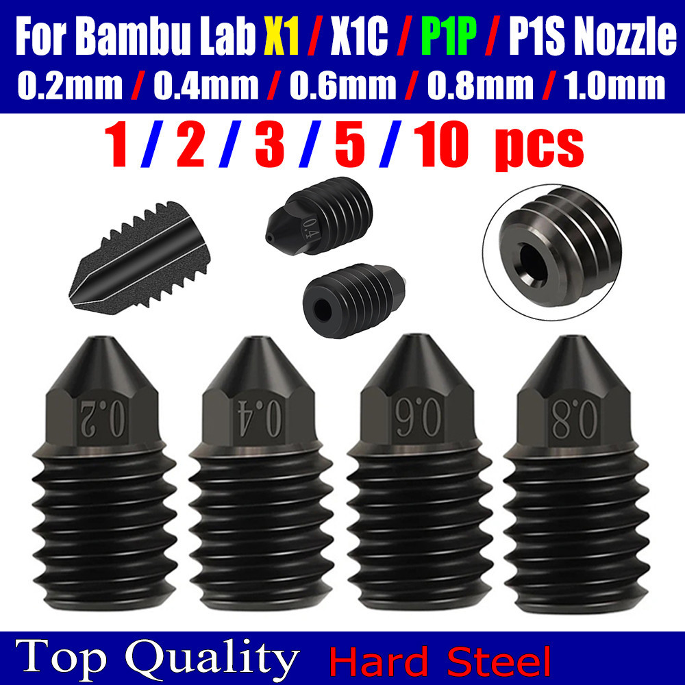 For Bambu X1/x1c p1p/P1S Nozzle Hardened Steel For Bambulab 0.2 - 1.0mm Nozzles For Bambulab Upgrade