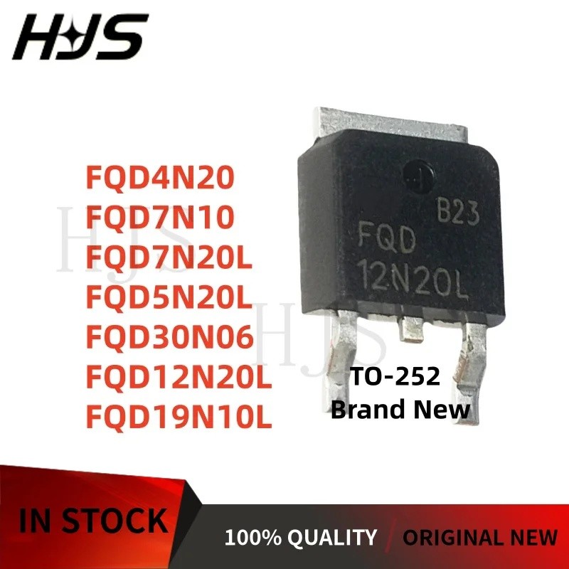 5 ชิ้น FQD19N10L FQD4N20 FQD5N20L FQD7N20L FQD12N20L FQD30N06 FQD7N10 TO-252 Field Effect ทรานซิสเตอ