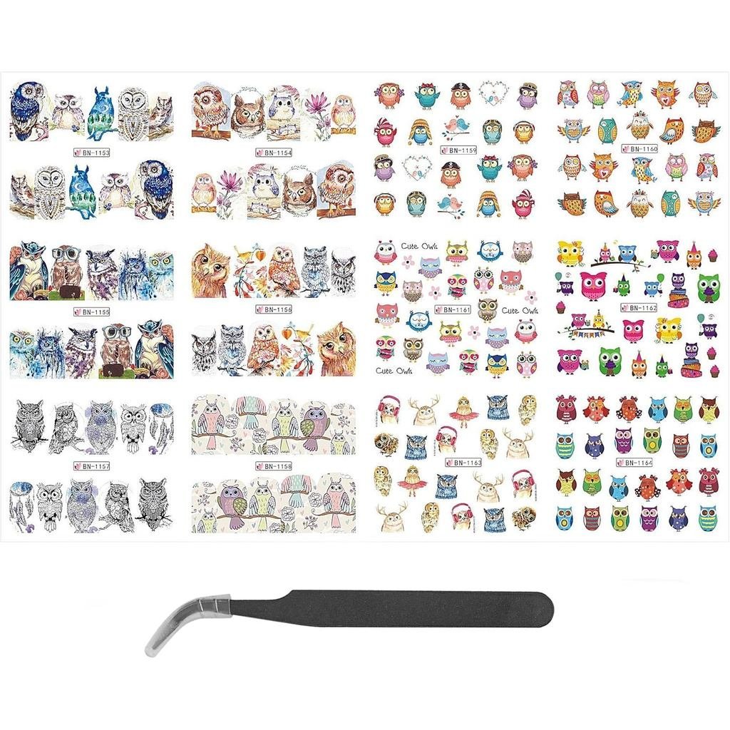 นกฮูกสติกเกอร์เล็บ Self-Adhesive Decals สําหรับผู้หญิงสาวของขวัญ - น่ารักนกฮูกเล็บห่ออุปกรณ์เสริม Wa