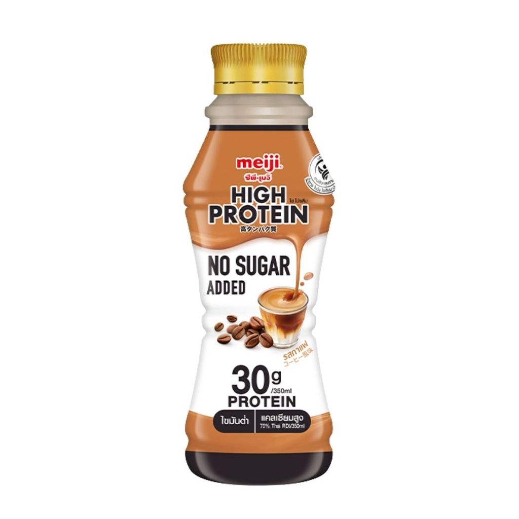 เมจิ นมไฮโปรตีนไม่เติมน้ำตาลกาแฟ Meiji High Protein Milk Zero Coffee 350ml.