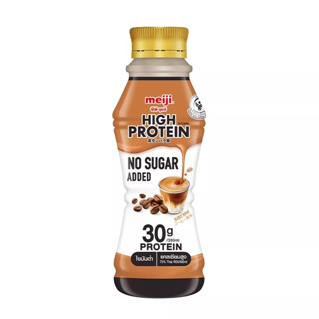 เมจิ นมไฮโปรตีนไม่เติมน้ำตาลกาแฟ Meiji High Protein Milk Zero Coffee 350ml.