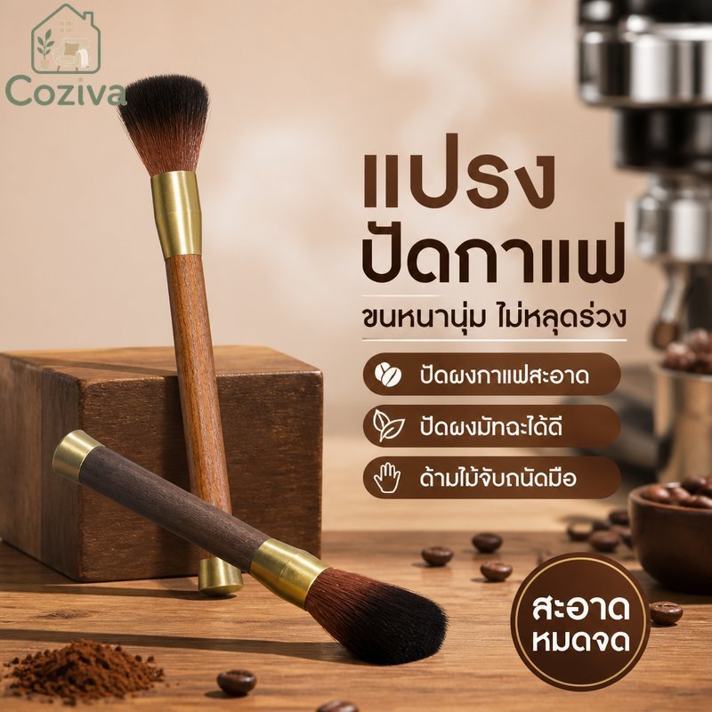 แปรงทําความสะอาดกาแฟด้ามไม้ขนแปรงนุ่มเครื่องบดทําความสะอาดมัทฉะฝุ่นเครื่องมือบาริสต้า
