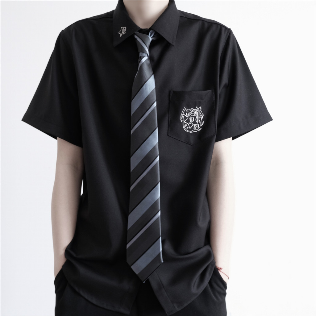 [Thorns] Fengyangli Original JK/DK Uniform Orthodox ญี่ปุ่นสีดําสีขาวเสื้อแขนสั้นผู้ชายฤดูร้อนสไตล์ใ
