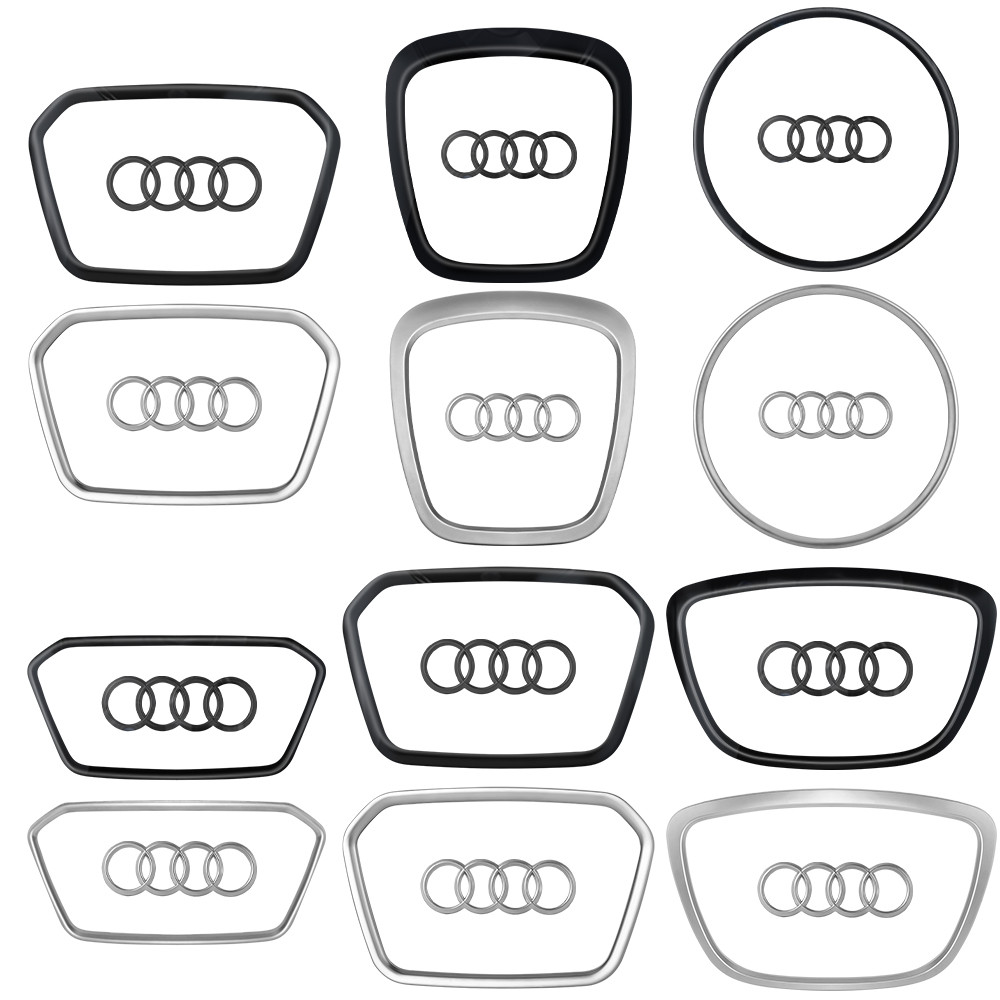 พวงมาลัยรถศูนย์สัญลักษณ์โลโก้สติกเกอร์สําหรับ AUDI A3 A4L A6L A7 A7L A8 Q3 Q5 Q5L Q6 Q7 SQ5 E-TRON(2