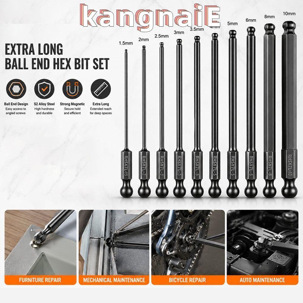 KANGNAI Ball End Hex Bit, Steel Single End Hex ไขควง Bit, ทนต่อการสึกหรอลด Shank Ball End Magnetic D