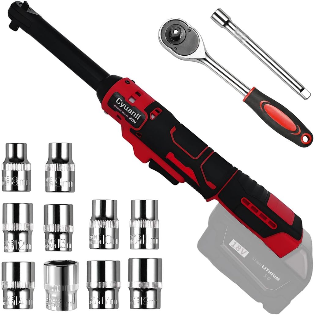 3/8" ประแจวงล้อไร้สายแบบขยายเข้ากันได้กับแบตเตอรี่ Milwaukee 18V (ไม่มีแบตเตอรี่), แรงบิด 60Ft-lbs แ