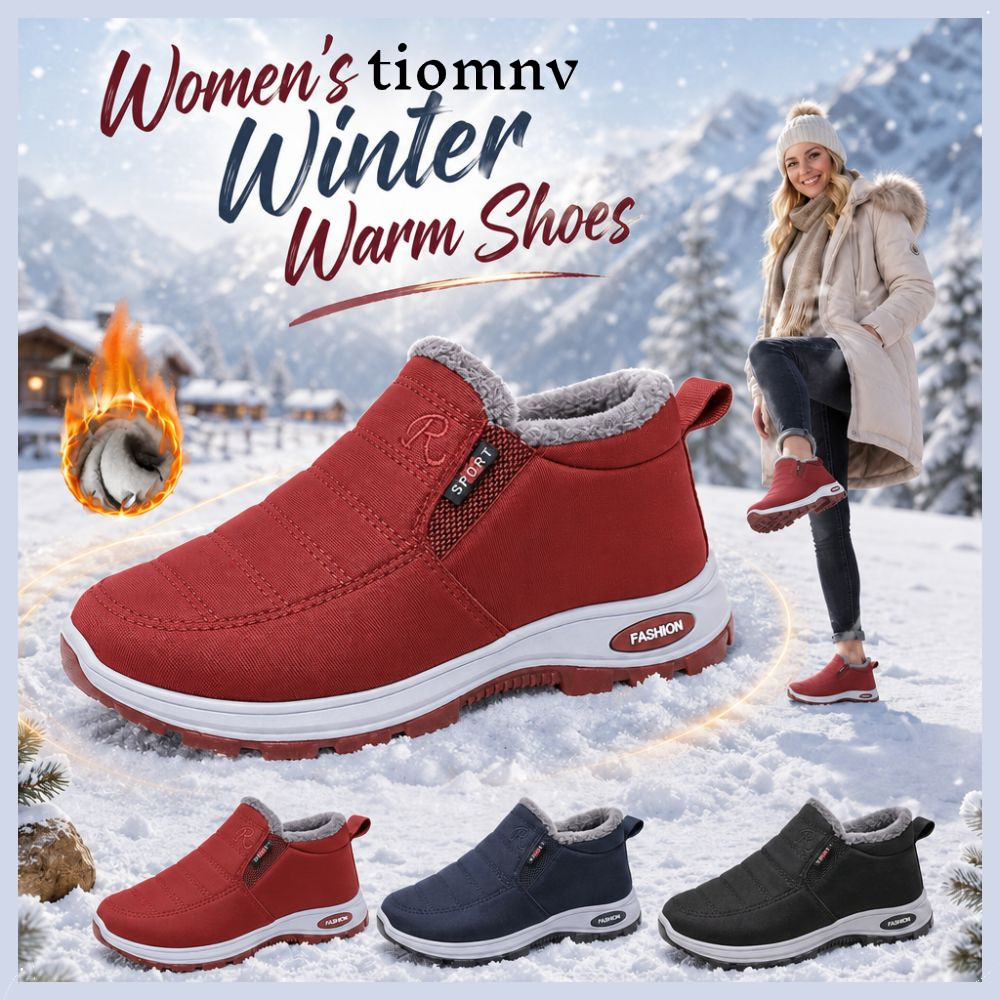 TIOMNVVN Slip On Shoes, Cozy Inner Cold Proof Womens Winter Shoes, Fashion Ultra Soft Comfort Non-Sl