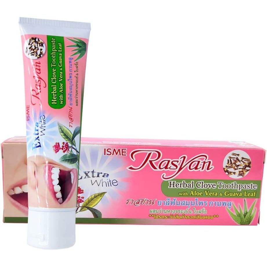 Isme Rasyan Herbal Clove Toothpaste with Aloe Vera & Guava Leaf, 100 g, White