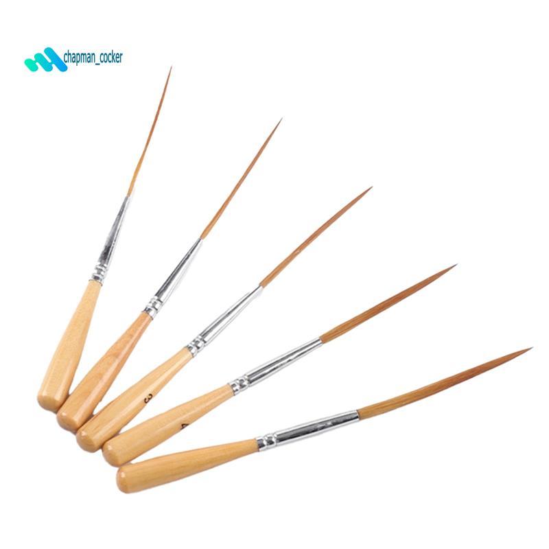 chapman_cockerLong Liner Brush, 5 ชิ้น Ox Ear Hair Paint Brush ชุดสําหรับบรรจุมุม, เครื่องหมาย, Outlining, ขอบการสร้างชายแดน