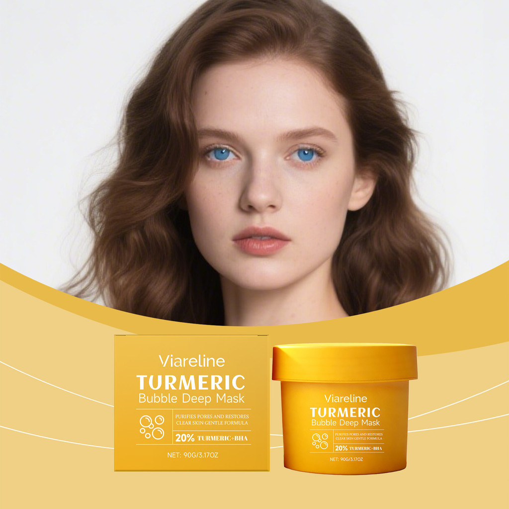 VIARELINE Turmeric Bubble Mask Dense Bubble สบายผิวหน้า Moisturizing Apply Mask WJG