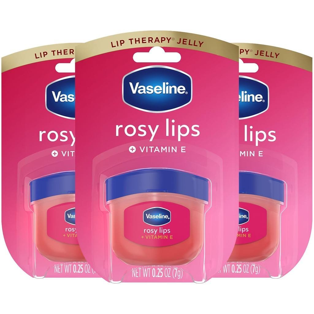 Vaseline LipTherapy RosyLips 3-Pack – Moisturizing LipBalm สําหรับริมฝีปากแห้งมากใน Mini Jars, 0.25อ