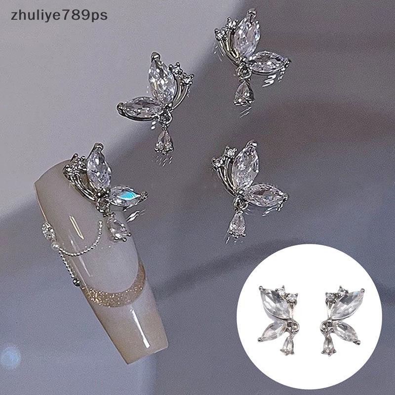Zhuliye789ps] 2 ชิ้นผีเสื้อเล็บ Charms ชุด 3D เล็บZircon Decalsอุปกรณ์เสริมDIYตกแต่งร้านทําเล็บเครื่
