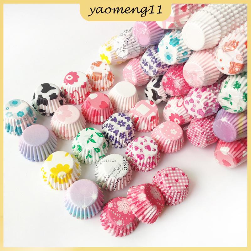 YM 2.5 ซม.Colourful Patterned Baking เค้กถาด 500 ชิ้นรอบกระดาษ Cupcake Cases ชุด TH