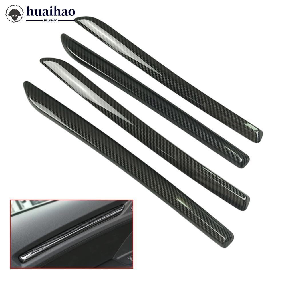 HUAIHAO 4 ชิ้นรถตกแต่งประตูสติกเกอร์ Trim แถบคาร์บอนไฟเบอร์สไตล์สําหรับ Audi A3 8V S3 2014-2020 K1X8