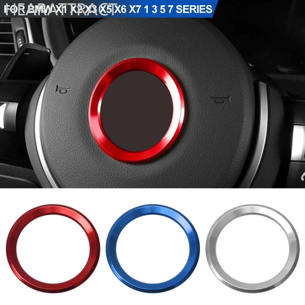 HEARATTRACT ตกแต่งรถอลูมิเนียมแหวนพวงมาลัยวงกลมสติกเกอร์ตกแต่งภายในสําหรับ BMW X1 X2 X3 X5 X6 X7 1 3