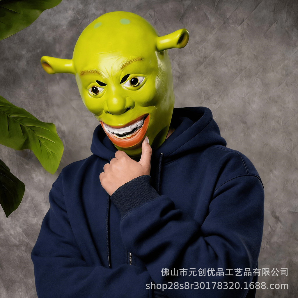 Green Monster Shrek Mask ปาร์ตี้ฮาโลวีน Full Face Headgear Latex การ์ตูนอะนิเมะฟิล์มโทรทัศน์ Props