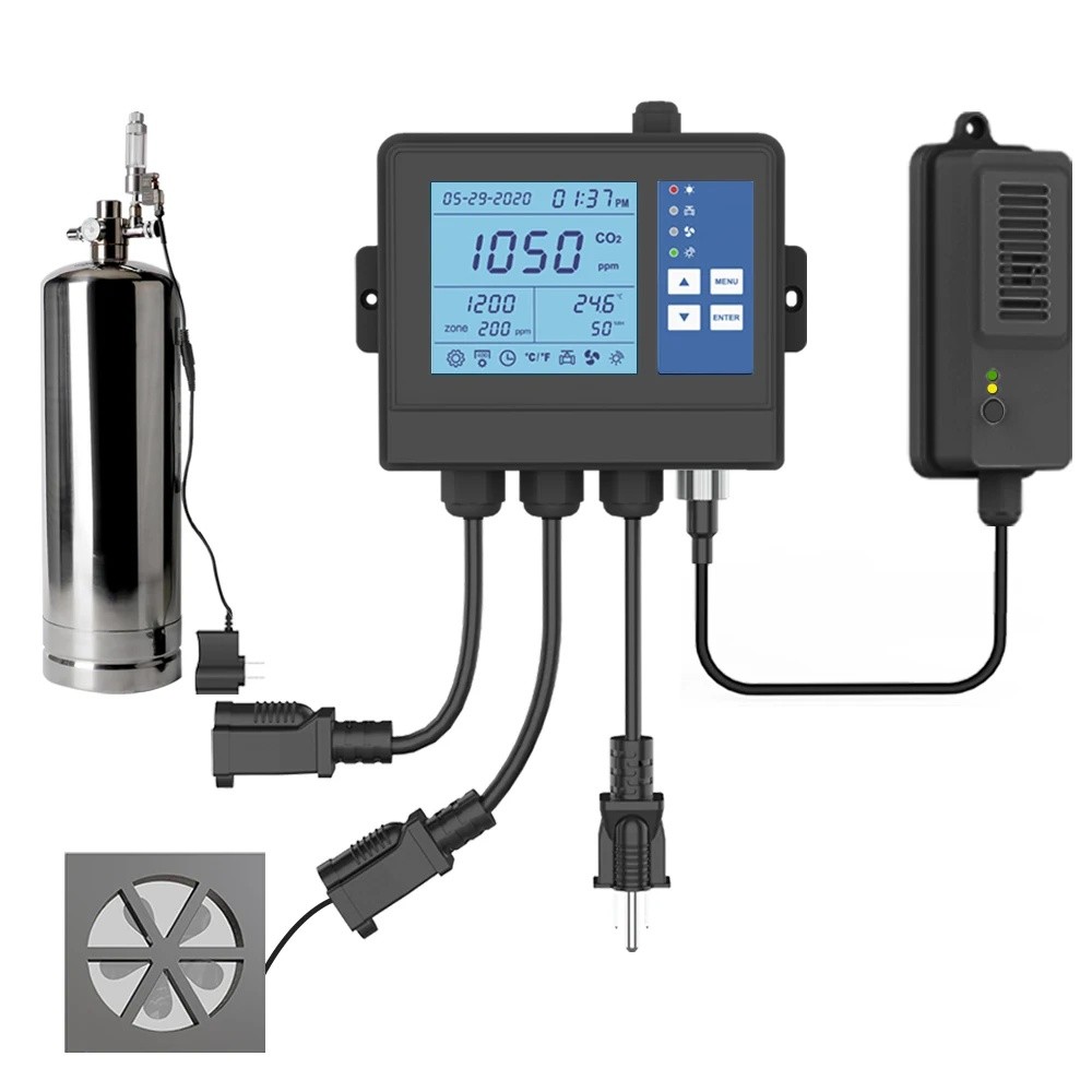 คุณภาพสูง CO2 CONTROLLER ,CO2 วาล์วและพัดลมคอนโทรลเลอร์สําหรับ Grow Room, ติดผนัง CO2 ความชื้นอุณหภู