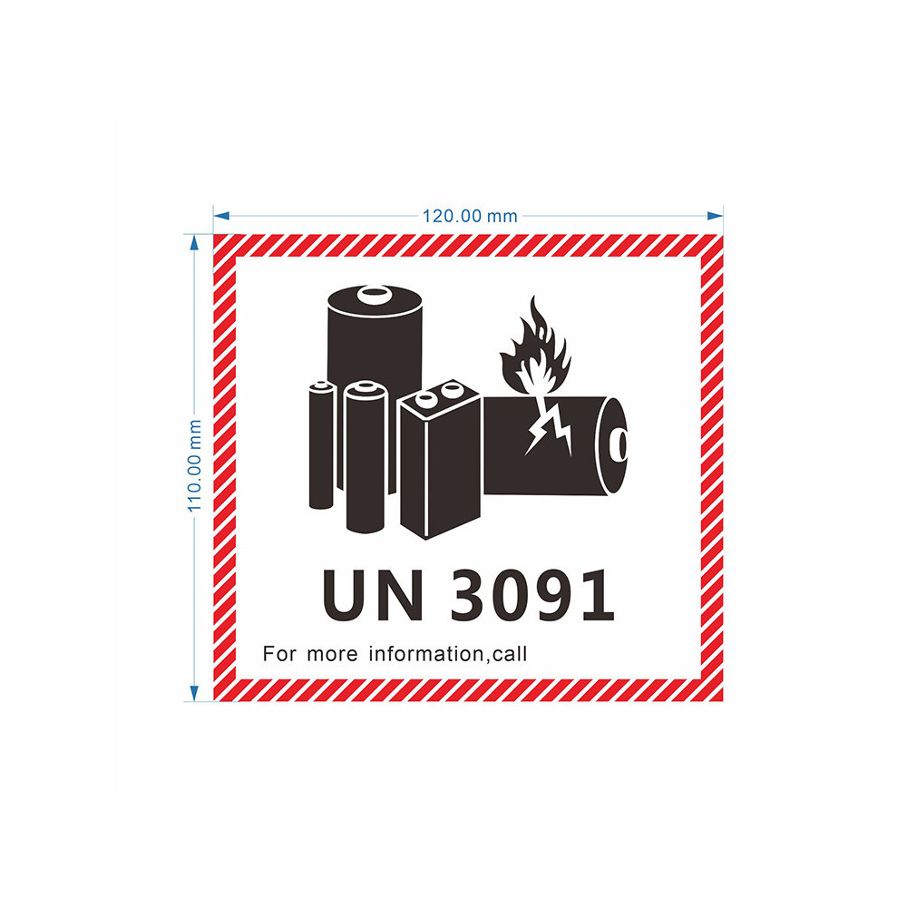 พร้อมสต็อก UN3480/3091/3481 รุ่น Lithium-Ion ป้ายแบตเตอรี่โลหะการบินป้องกันการระเบิดป้ายเตือน Air Tr