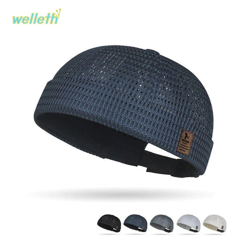 WELLETH หมวกผิวแตงโม, Brimless Breathable Docker Beanies หมวก, แฟชั่น Ultra-Light ปรับตาข่าย Hip Hop หมวกกลางแจ้ง