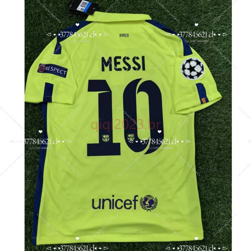 2014 2015 เสื้อแข่งย้อนยุค Barcelona Away เสื้อฟุตบอล Messi Neymar Jr Suárez