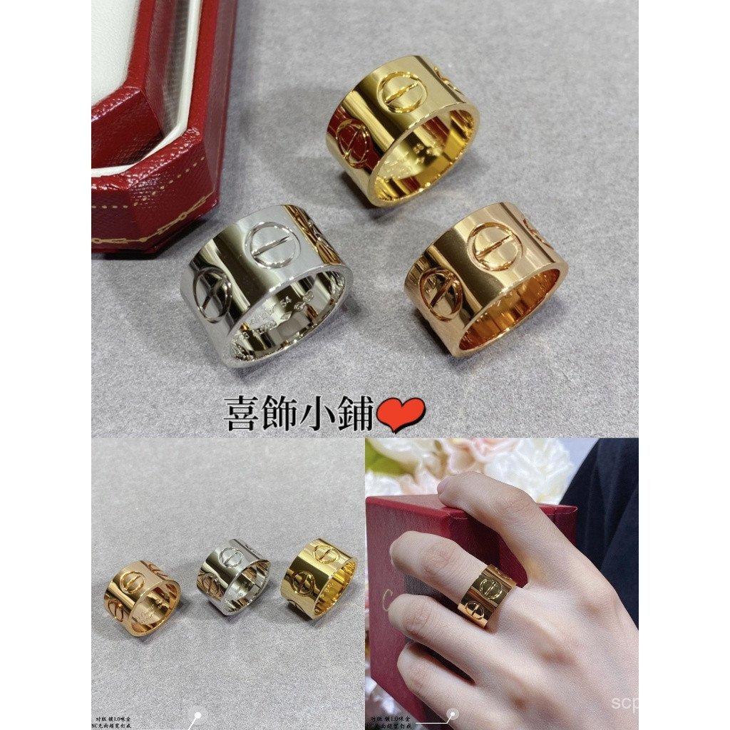 สไตล์ใหม่ V Gold Glossy Ultra Wide LOVE แหวนเล็บผู้ชายผู้หญิง Y8UN