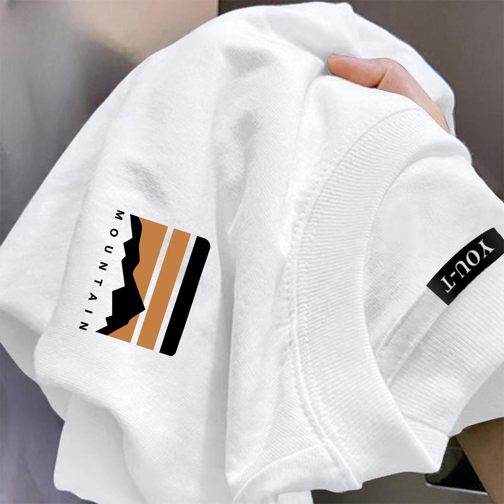 UT shop เสื้อยืดผ้าคอตตอน 100% “MOUNTAIN” ทรง Oversize คอกลม แขนสั้น ผ้านุ่มสบาย ใส่ได้ทุกวัน ฤดูร้อน ไซส์ S-3XL