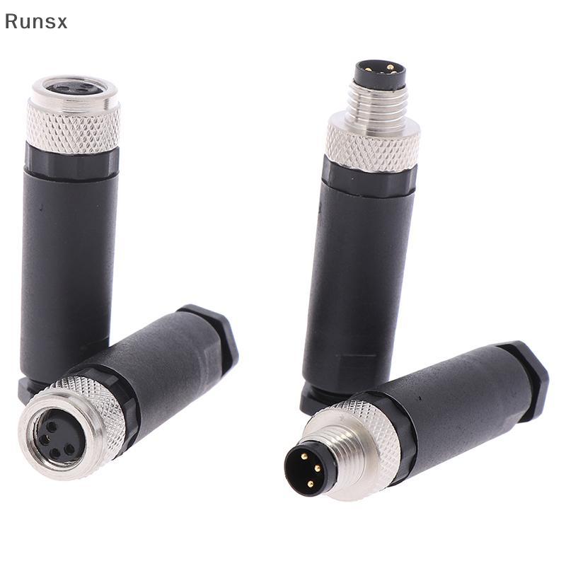 Runsx 1 PC M8 Sensor Connector 3/4 Pin ปลั๊กมุมตรงชาย/หญิง (TH)