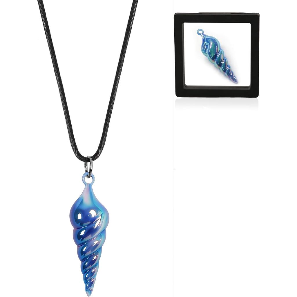 VZQI Ethereal Blue Glass Conch Shell จี้สร้อยคอ Mermaid Core ACG แรงบันดาลใจของขวัญสําหรับคอสเพลย์วา