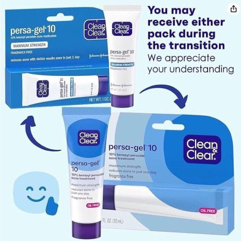 American Clean & ClearPersa-Gel Clean & Clean Acne Removal Cream 10% BPO Permide Benzoaide 28g8.4