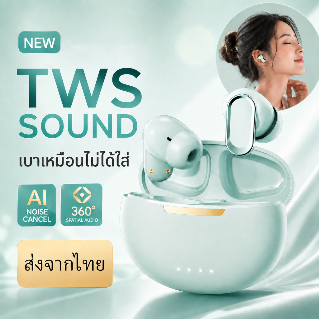 หูฟังไร้สายบลูทูธ 6.0 หูฟัง TWS IMAX เสียง AI ตัดเสียงรบกวนหูฟังเบสหนักแน่นสําหรับ iPhone Android