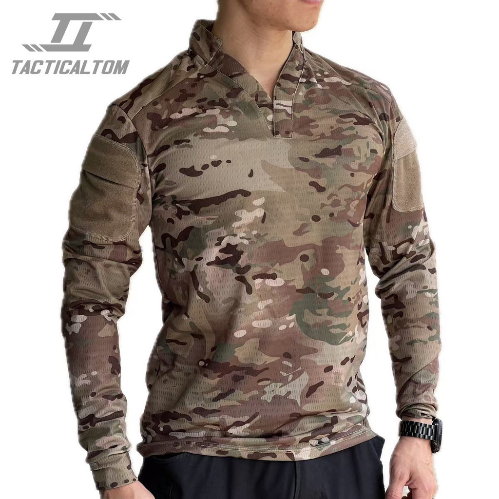 ยุทธวิธี Tom Replica MC All-Terrain CP Camouflage รักบี้เสื้อผ้า Quick-Drying ยุทธวิธีแขนยาวเสื้อยืด