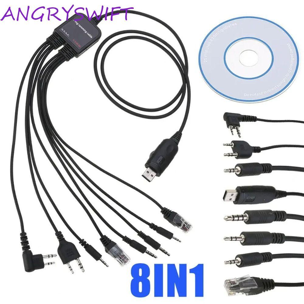 ANGRYSWIFT 8 in 1 สายไฟขั้วต่อเครื่องส่งรับวิทยุ, มัลติฟังก์ชั่น USB K-type 8 in 1 สายการเขียนโปรแกร
