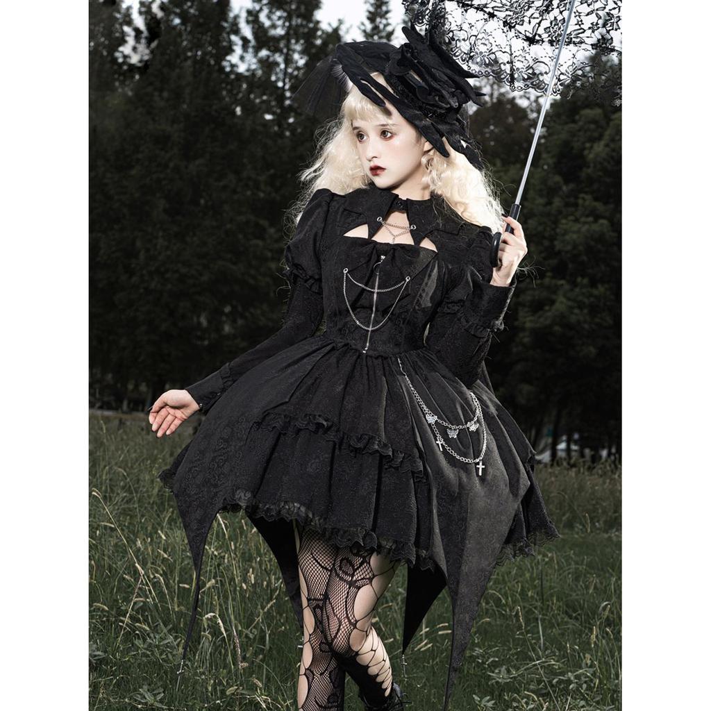 Original Design Dark Night Law Lolita Lolita Gothic Dress Retro Dark Series ฮาโลวีน
