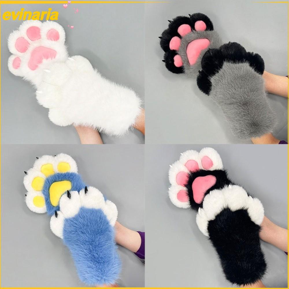 EVINARIA Fursuit Claw Mittens, Faux Fursuit การ์ตูนสัตว์ Fursuit ถุงมือ,ปุยเล็บทําด้วยมืออะนิเมะ Cla