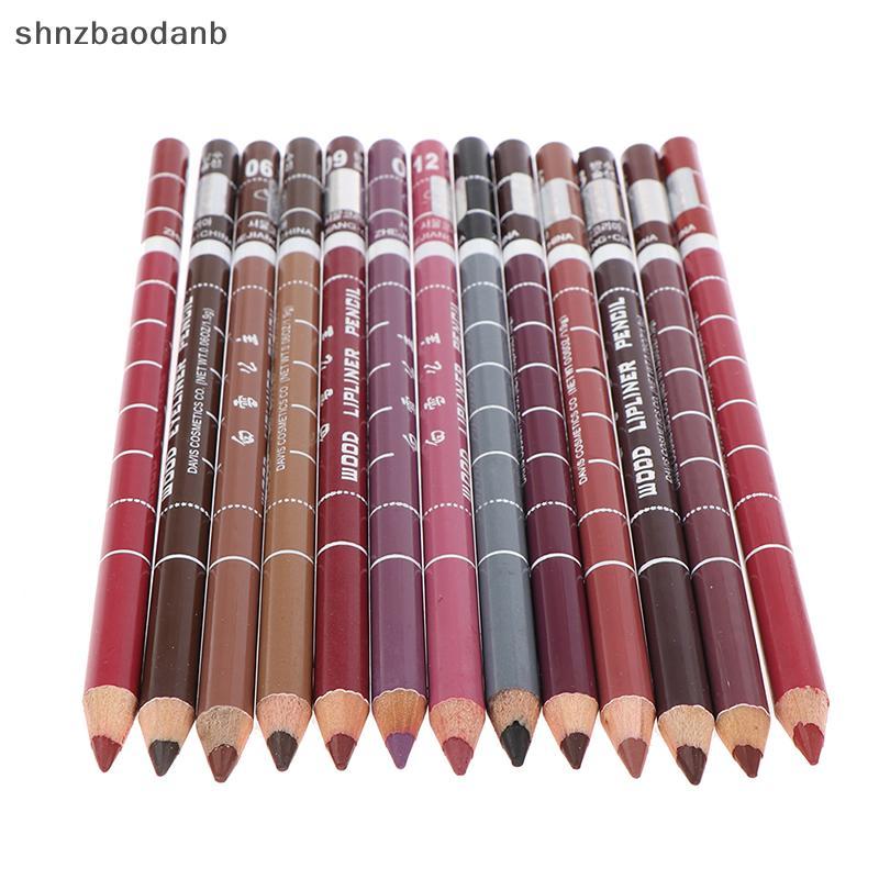 [shnzbaodanb] 1 ชิ้น Professional Wood Lip Liner กันน้ํา Lady Long Lasting Lip Liner Pencil ใหม่